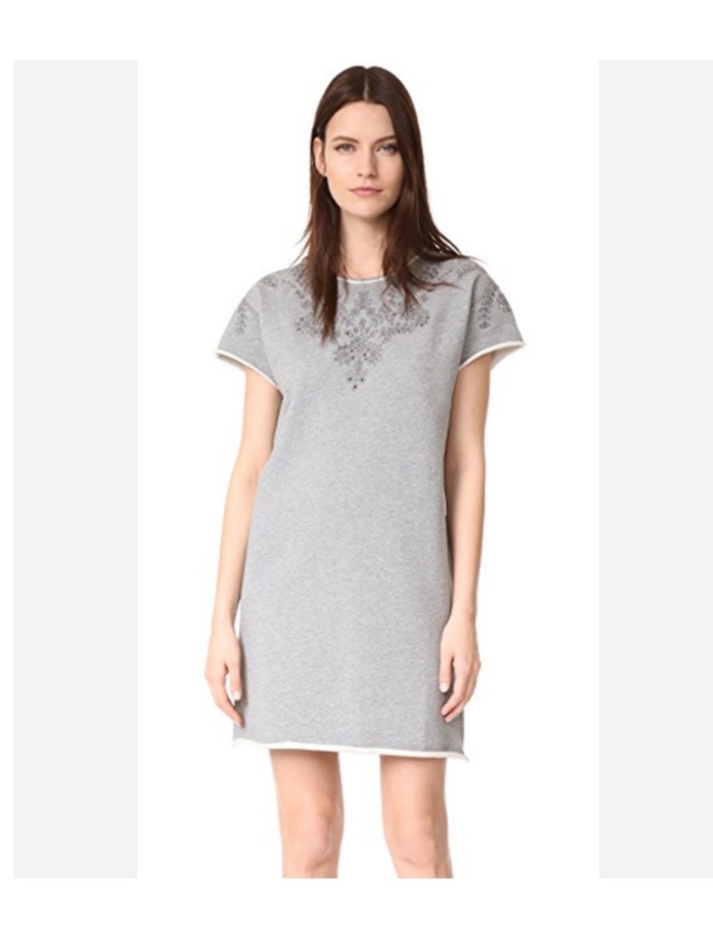 Rag & Bone French Terry Light Gray embroidered Sweatshirt Dress Sz M
